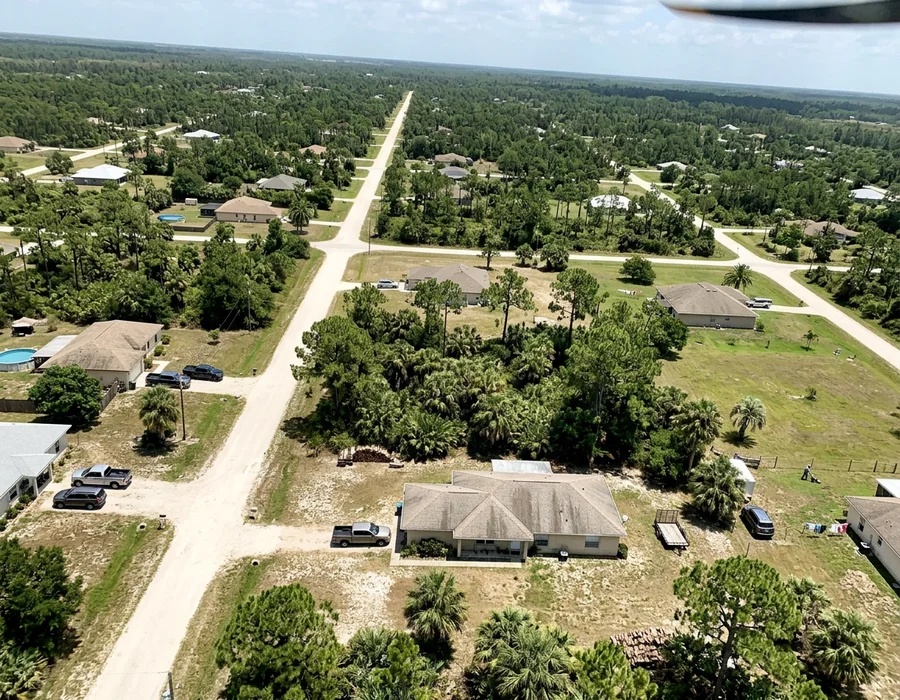 Aerial view of the Golden Gate Estates area of Naples, Florida, where Pinto's Auto Repair is located