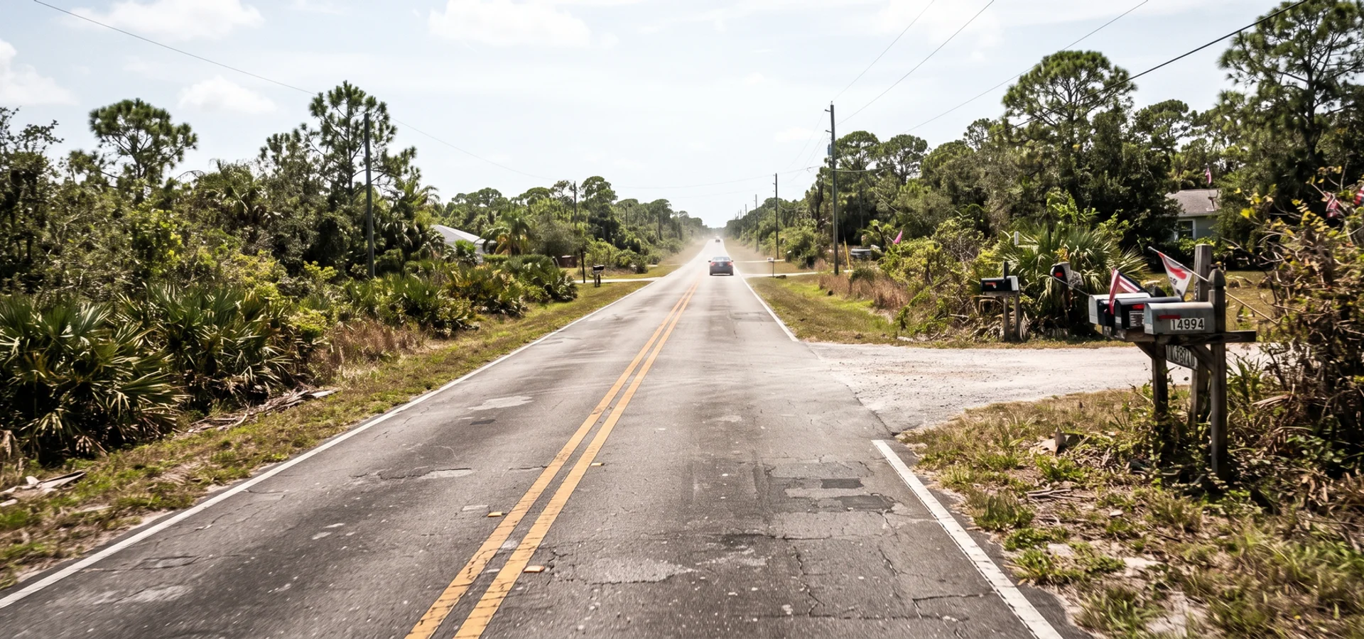 A road running through the Golden Gate Estates area of Naples, Florida